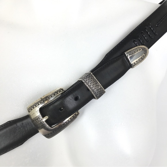 Brighton Accessories Vintage Onyx By Brighton Leather Belt Black